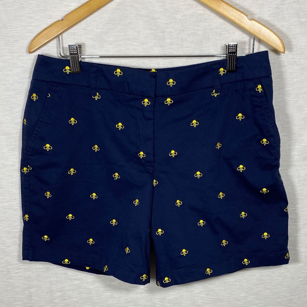 Navy Blue Embroidered Women‎ Shorts